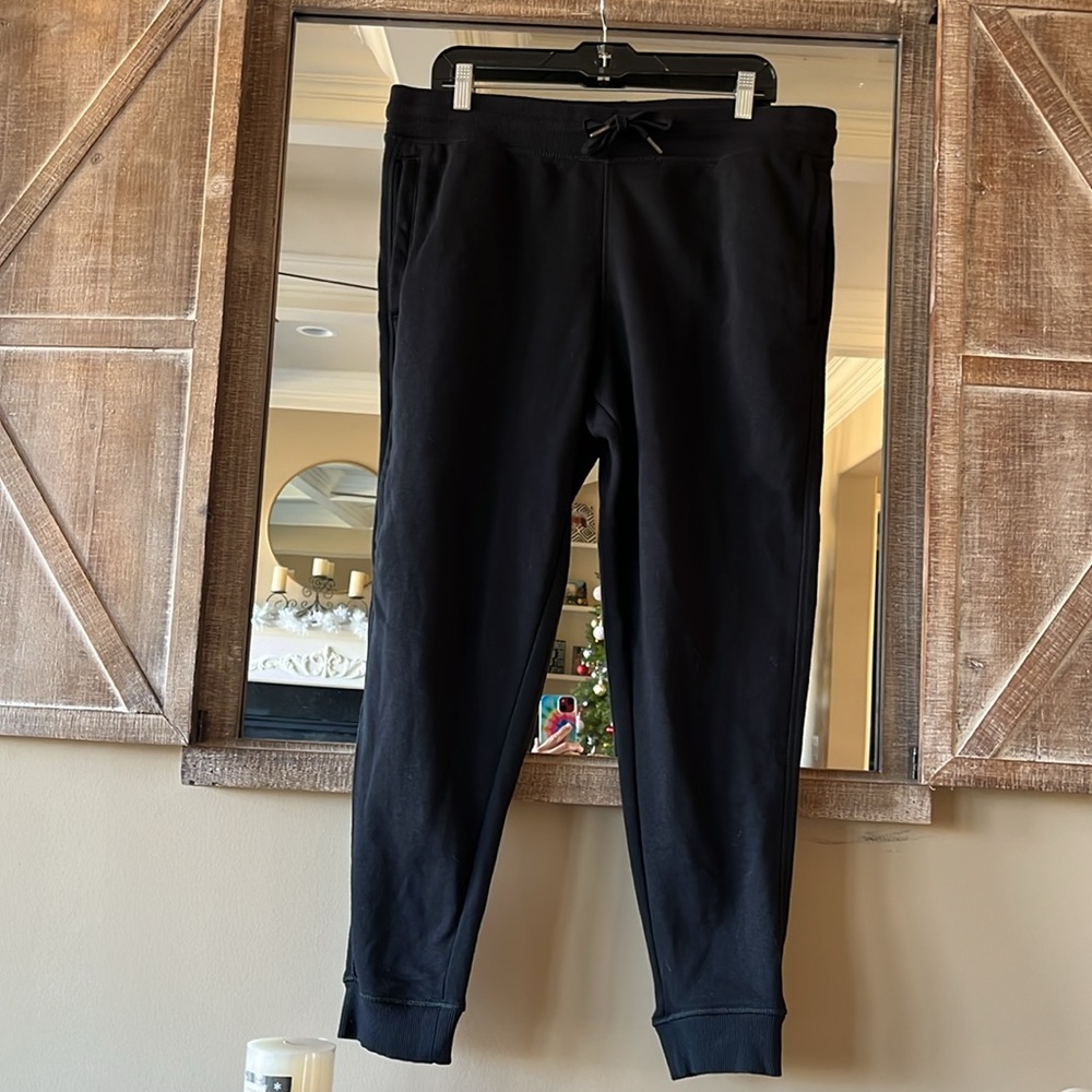 Black Comfy Sweatpants Mens Large Cuff Joggers Cotton Athletic Loungewear Active